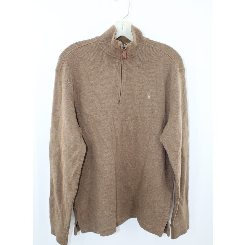 Polo Ralph Lauren Quarter Zip Sweater Size Small Tan Brown Neutral